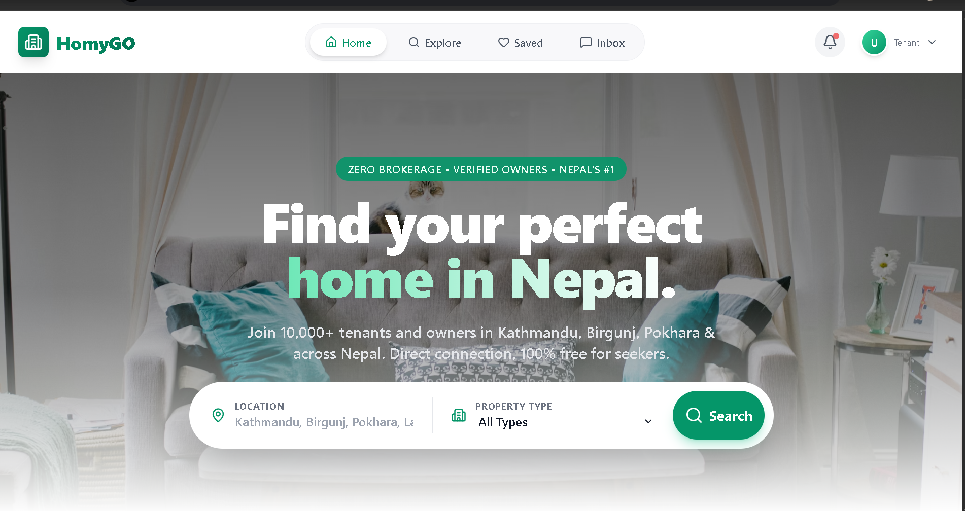 Screenshot of HomyGo project